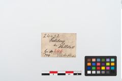 Etikett zu Bronzeklapperblech (NHMW-PRAE-024432)